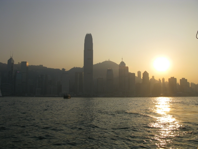 A view of Hong Kong Island from the ferry.