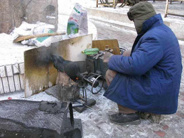 This man was popping popcorn.