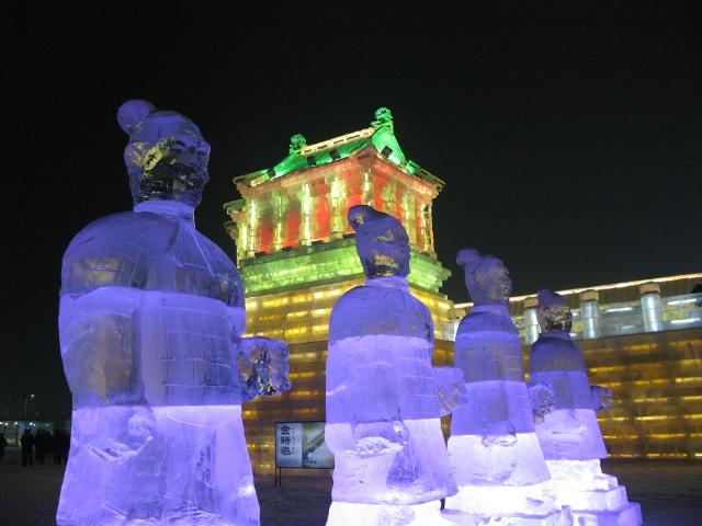 A piece of Xi'an in Haerbin.  I wonder if all the ice warriors are different...