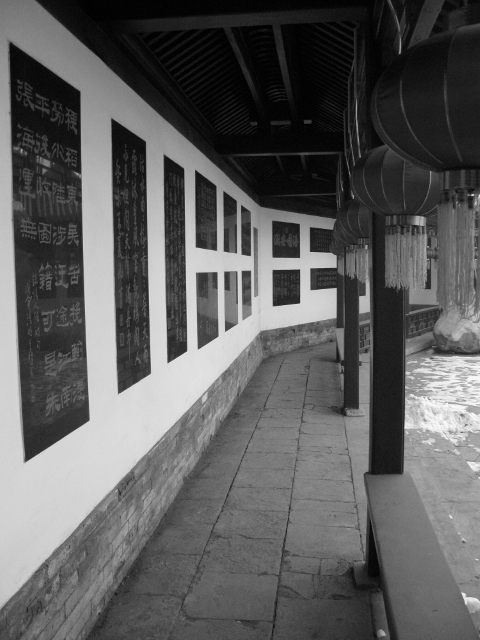 This was part of the temple that was near the market. Along this wall are many 'plaques' with different styles of Chinese calligraphy. It was pretty cool.