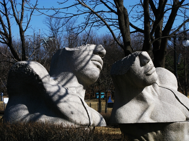 One of the outdoor sculptures in the 'gallery' inside Olympic Park