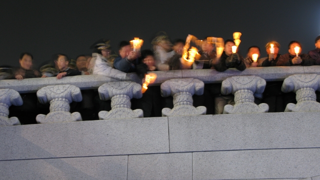 This was the best picture of the protest of the ones I tried to take.  