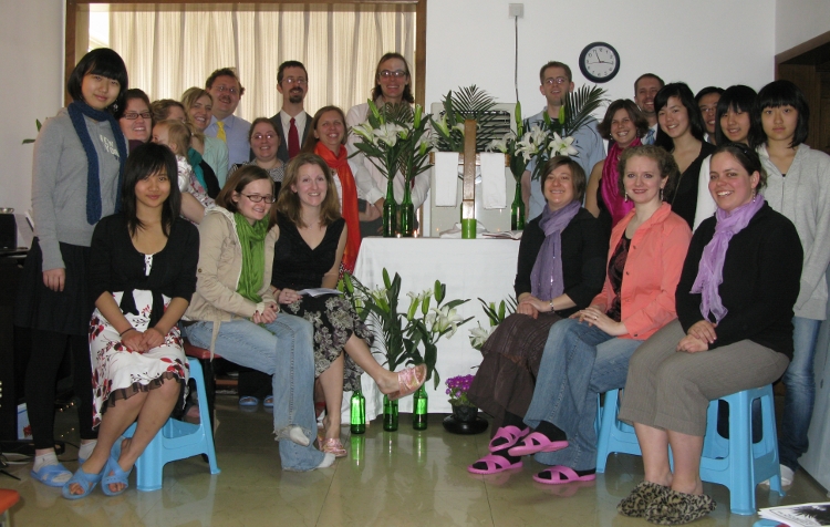 The group in front of the altar