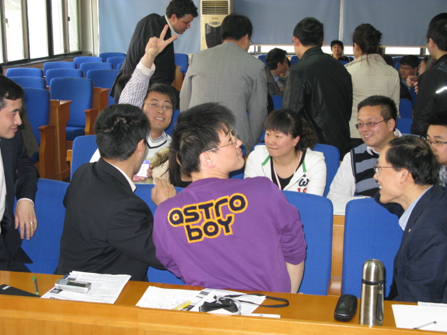It was difficult to put them into circles because the classroom was for lectures and the chairs didn't move. 
